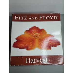 Fitz & Floyd Harvest 3 Leaf Handled Tray RARE! Excellent condition. Fall Autumn